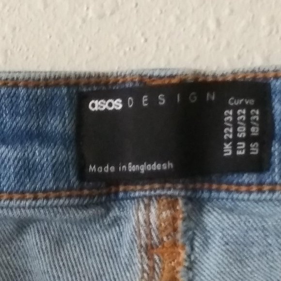 ASOS DESIGN CURVE High Rise 5 Pocket Straight Leg Med. Wash Jeans Size 18 - Picture 4 of 6